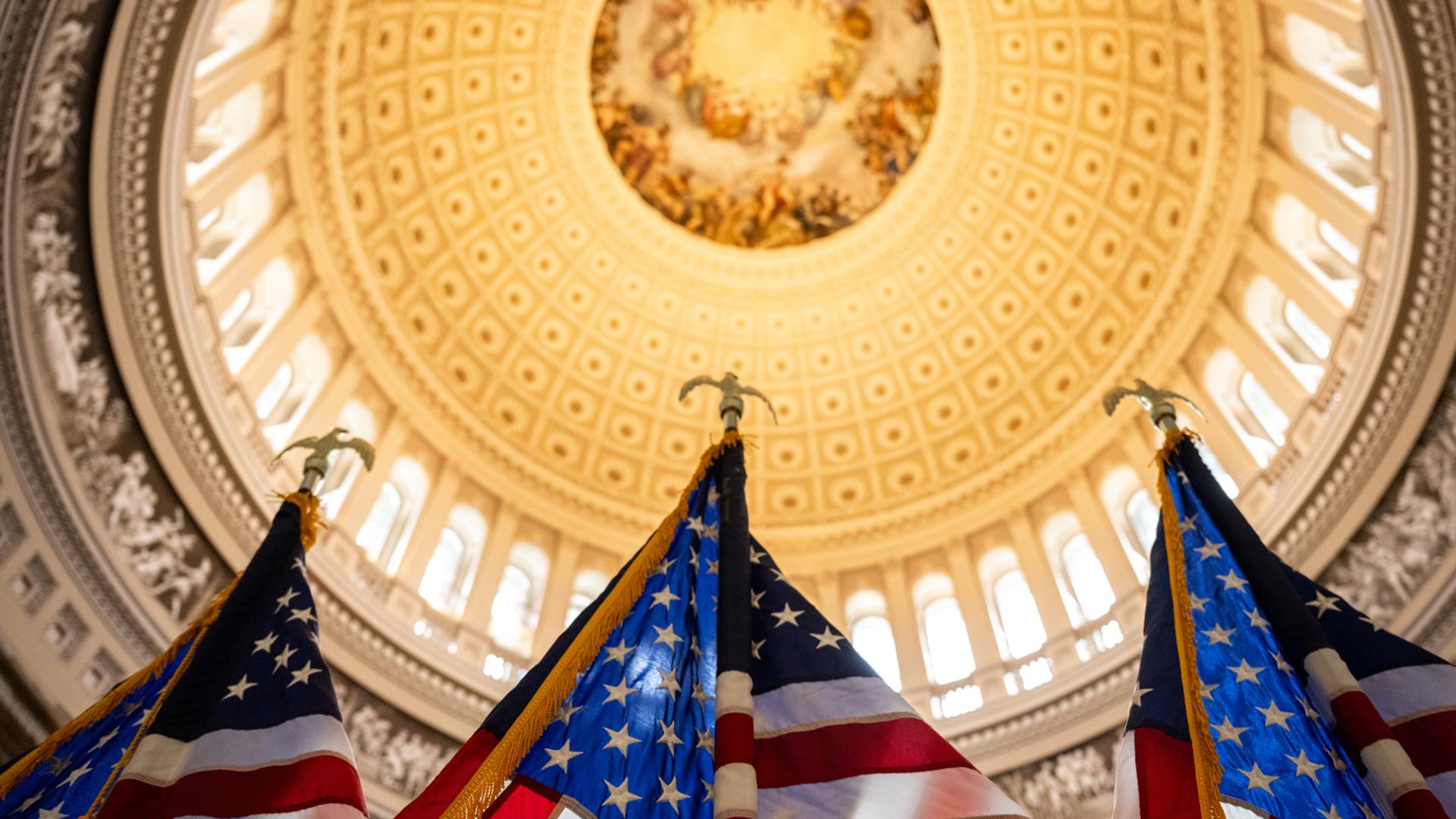 Flags under Capitol Rotunda